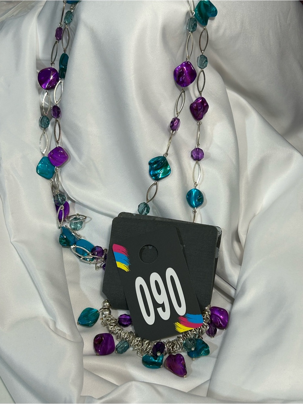 Purple & Teal Beaded Fashion Necklace
